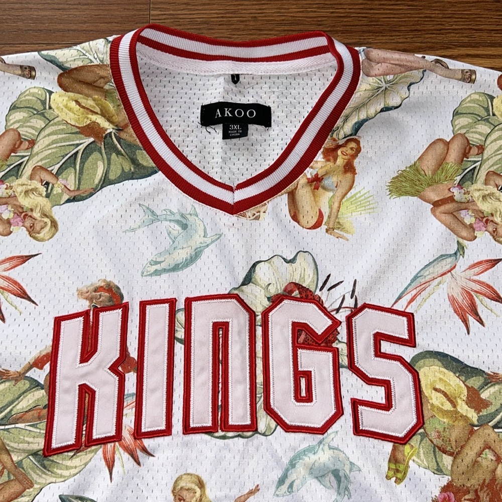 Akoo & Co Jersey Kings Summer League Women's Pinup Bold All Over Print SZ 3XL - Picture 2 of 11